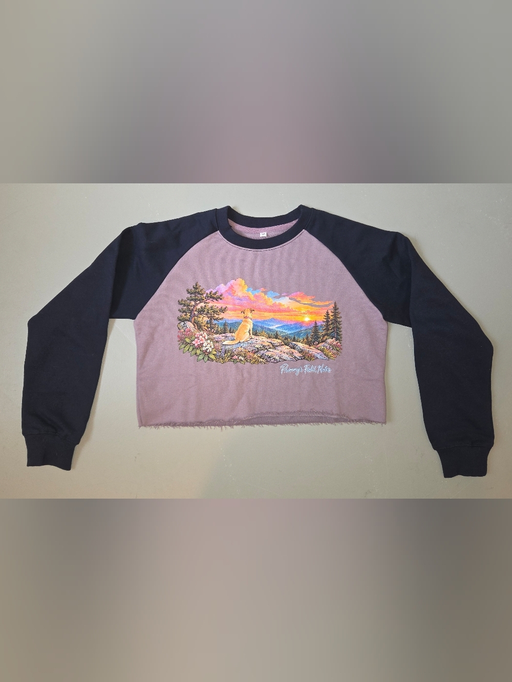 Cropped Blue Ridge Mountain Dog Long Sleeve Sweatshirt in Navy & Purple